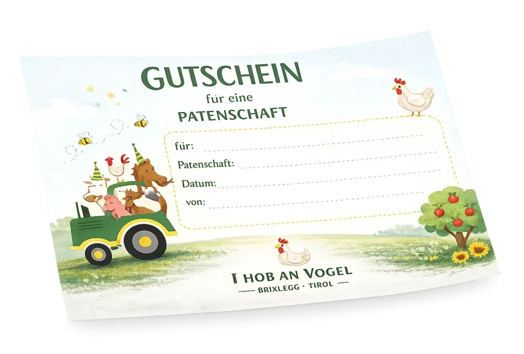 Gutschein Patenschaft I hob an Vogel Brixlegg / Tirol